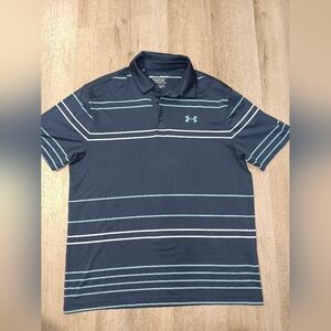 Under Armour Men's Dark Blue Striped Polo Large